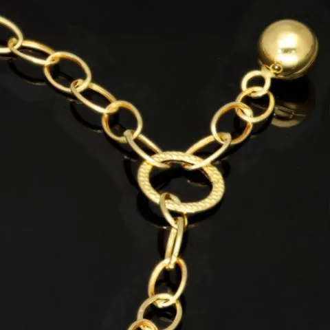 Prunkvolle Bicolor-Ankerkette aus 14K (585er) Gold mit stilvoll eingearbeiteten Elementen mit filigran eingraviertem Greco Muster - Länge ca. 50 cm, Breite ca. 4,3 mm
