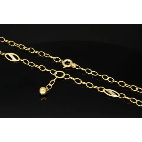 Prunkvolle Bicolor-Ankerkette aus 14K (585er) Gold mit stilvoll eingearbeiteten Elementen mit filigran eingraviertem Greco Muster - Länge ca. 50 cm, Breite ca. 4,3 mm