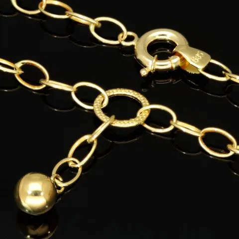 Prunkvolle Bicolor-Ankerkette aus 14K (585er) Gold mit stilvoll eingearbeiteten Elementen mit filigran eingraviertem Greco Muster - Länge ca. 50 cm, Breite ca. 4,3 mm
