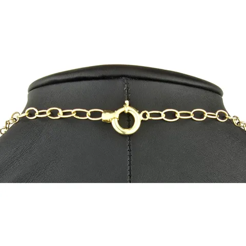 Prunkvolle Bicolor-Ankerkette aus 14K (585er) Gold mit stilvoll eingearbeiteten Elementen mit filigran eingraviertem Greco Muster - Länge ca. 50 cm, Breite ca. 4,3 mm