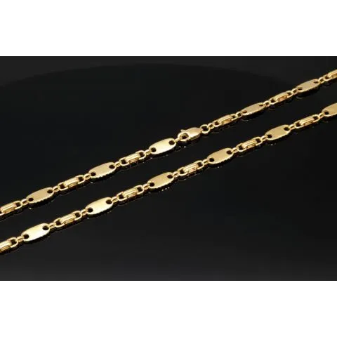 Zeitlose Plättchenkette, Steigbügelkette aus funkelndem, hochglanzpoliertem 585er (14k) Gold - ca. 65 cm, 4,5 mm