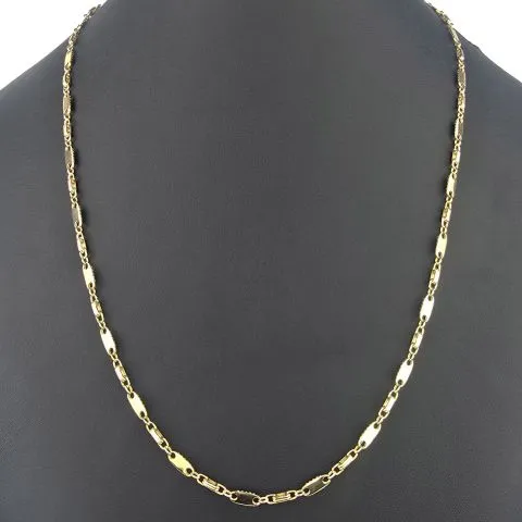 Zeitlose Plättchenkette, Steigbügelkette aus funkelndem, hochglanzpoliertem 585er (14k) Gold - ca. 65 cm, 4,5 mm