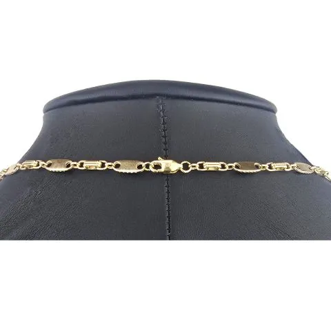 Zeitlose Plättchenkette, Steigbügelkette aus funkelndem, hochglanzpoliertem 585er (14k) Gold - ca. 65 cm, 4,5 mm