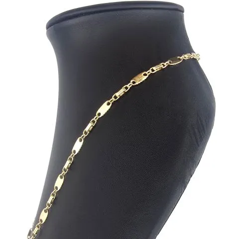Zeitlose Plättchenkette, Steigbügelkette aus funkelndem, hochglanzpoliertem 585er (14k) Gold - ca. 65 cm, 4,5 mm