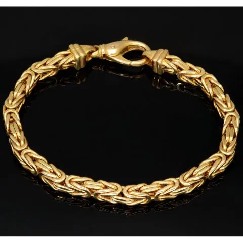 Exklusives Königsarmband aus hochwertigem, massivem 14K / 585 Gold, ca. 23,5 cm lang, ca. 5,5 mm