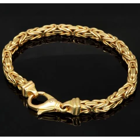 Exklusives Königsarmband aus hochwertigem, massivem 14K / 585 Gold, ca. 23,5 cm lang, ca. 5,5 mm