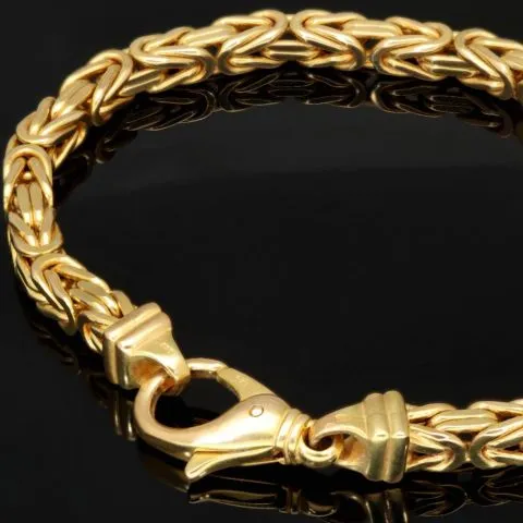 Exklusives Königsarmband aus hochwertigem, massivem 14K / 585 Gold, ca. 23,5 cm lang, ca. 5,5 mm