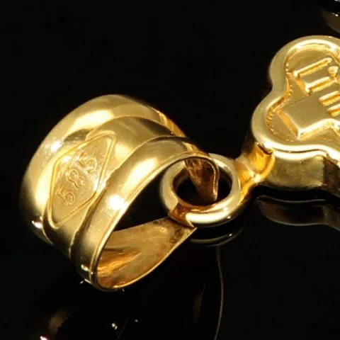 Jesus Christus Kreuz - Anhänger mit filigranen Verzierungen aus funkelndem 14k 585 Bicolor Gold (Gelbgold und Weißgold)