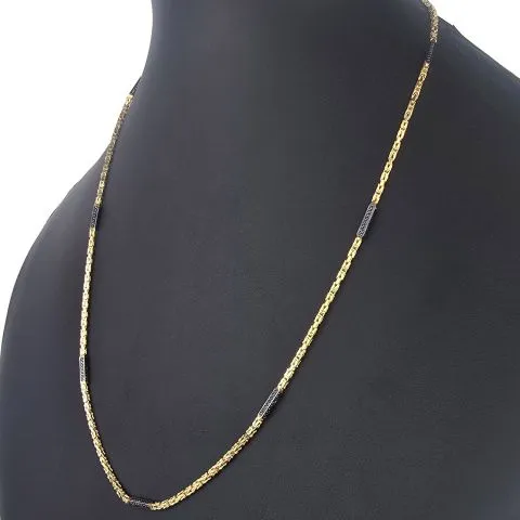 Fein gearbeitete, außergewöhnliche Königskette mit schwarzem, funkelnden Zirkoniabesatz aus exquisitem 585er Gelbgold (14k)- 60cm lang, 2mm breit