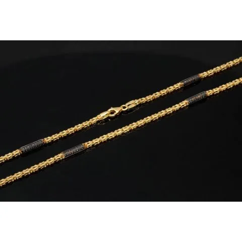 Fein gearbeitete, außergewöhnliche Königskette mit schwarzem, funkelnden Zirkoniabesatz aus exquisitem 585er Gelbgold (14k)- 60cm lang, 2mm breit