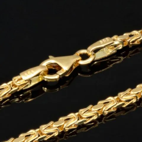 Fein gearbeitete, außergewöhnliche Königskette mit schwarzem, funkelnden Zirkoniabesatz aus exquisitem 585er Gelbgold (14k)- 60cm lang, 2mm breit