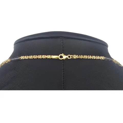 Fein gearbeitete, außergewöhnliche Königskette mit schwarzem, funkelnden Zirkoniabesatz aus exquisitem 585er Gelbgold (14k)- 60cm lang, 2mm breit