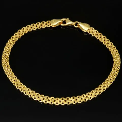 Filigranes Armband aus fein gearbeiteten Gliedern aus edlem 14K 585 Gold ca. 19cm, 4mm