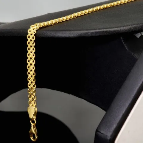 Filigranes Armband aus fein gearbeiteten Gliedern aus edlem 14K 585 Gold ca. 19cm, 4mm