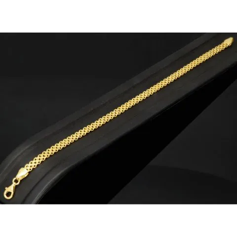 Filigranes Armband aus fein gearbeiteten Gliedern aus edlem 14K 585 Gold ca. 19cm, 4mm