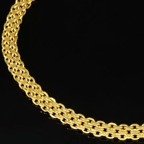 Filigranes Armband aus fein gearbeiteten Gliedern aus edlem 14K 585 Gold ca. 19cm, 4mm