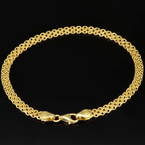 Filigranes Armband aus fein gearbeiteten Gliedern aus edlem 14K 585 Gold ca. 19cm, 4mm