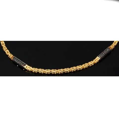 Stilvolles Königsarmband aus edlem 14K 585 Gold mit funkelndem, schwarzen Zirkoniabesatz in ca. 22 cm Länge