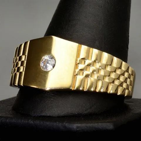 Nobler Siegelring mit einem strahlend funkelnden Zirkonia besetzt aus 585er 14 Karat Gold (Ringgröße ca. 69)