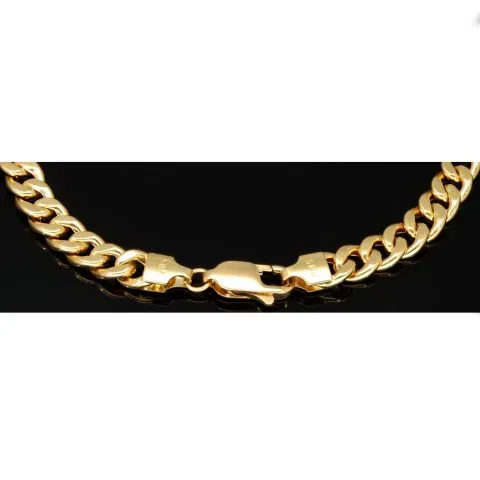 Hochglanzpoliertes Panzerarmband aus exquisitem Gelbgold (14K/585 Gold) in 6 mm Stärke, ca. 21,5 cm Länge