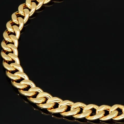 Hochglanzpoliertes Panzerarmband aus exquisitem Gelbgold (14K/585 Gold) in 6 mm Stärke, ca. 21,5 cm Länge