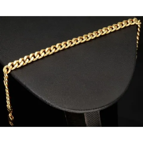 Hochglanzpoliertes Panzerarmband aus exquisitem Gelbgold (14K/585 Gold) in 6 mm Stärke, ca. 21,5 cm Länge