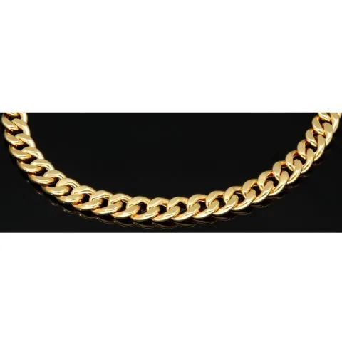 Hochglanzpoliertes Panzerarmband aus exquisitem Gelbgold (14K/585 Gold) in 6 mm Stärke, ca. 21,5 cm Länge