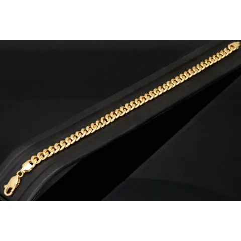 Hochglanzpoliertes Panzerarmband aus exquisitem Gelbgold (14K/585 Gold) in 6 mm Stärke, ca. 21,5 cm Länge