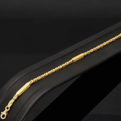 Edles Königsarmband mit dekorativen Elementen verziert mit feinem Greco-Dekor aus hochwertigem 14K 585 Gold (ca. 3,7 g, 22cm, 2,5mm)