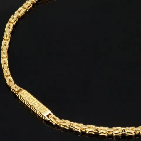 Edles Königsarmband mit dekorativen Elementen verziert mit feinem Greco-Dekor aus hochwertigem 14K 585 Gold (ca. 3,7 g, 22cm, 2,5mm)