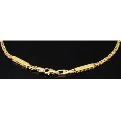 Edles Königsarmband mit dekorativen Elementen verziert mit feinem Greco-Dekor aus hochwertigem 14K 585 Gold (ca. 3,7 g, 22cm, 2,5mm)