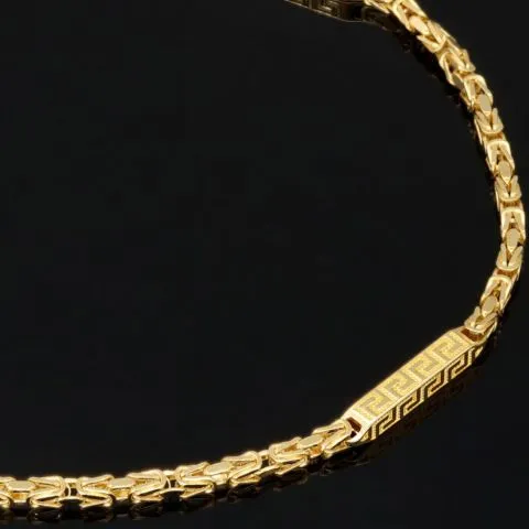 Edles Königsarmband mit dekorativen Elementen verziert mit feinem Greco-Dekor aus hochwertigem 14K 585 Gold (ca. 3,7 g, 22cm, 2,5mm)