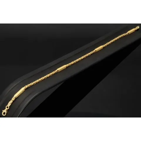 Edles Königsarmband mit dekorativen Elementen verziert mit feinem Greco-Dekor aus hochwertigem 14K 585 Gold (ca. 3,7 g, 22cm, 2,5mm)