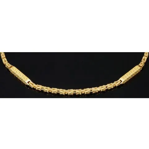 Edles Königsarmband mit dekorativen Elementen verziert mit feinem Greco-Dekor aus hochwertigem 14K 585 Gold (ca. 3,7 g, 22cm, 2,5mm)