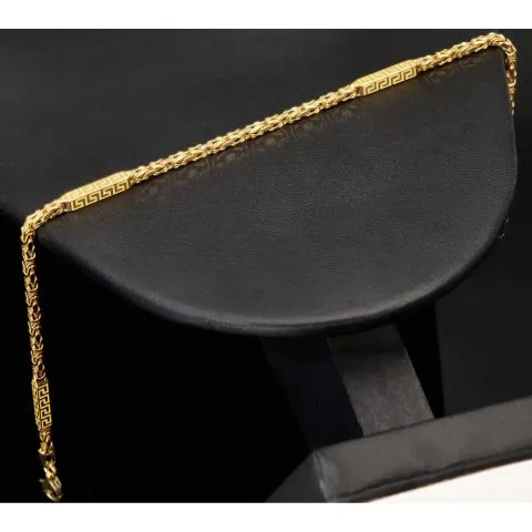 Edles Königsarmband mit dekorativen Elementen verziert mit feinem Greco-Dekor aus hochwertigem 14K 585 Gold (ca. 3,7 g, 22cm, 2,5mm)