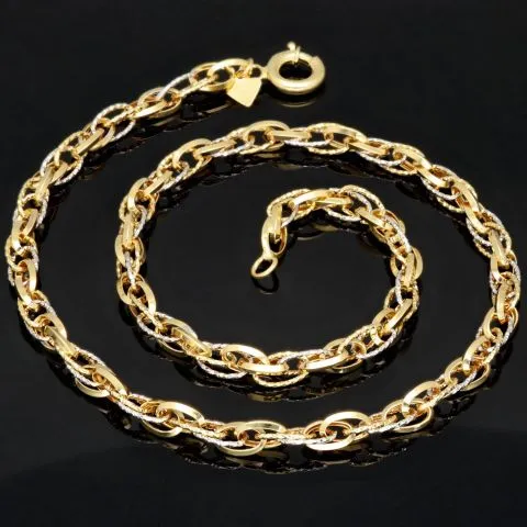 Exquisite Goldkette in außergewöhnlichem Design für Damen aus funkelndem Bicolor 585 / 14K Gold (ca. 50cm)