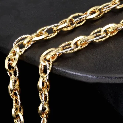 Exquisite Goldkette in außergewöhnlichem Design für Damen aus funkelndem Bicolor 585 / 14K Gold (ca. 50cm)