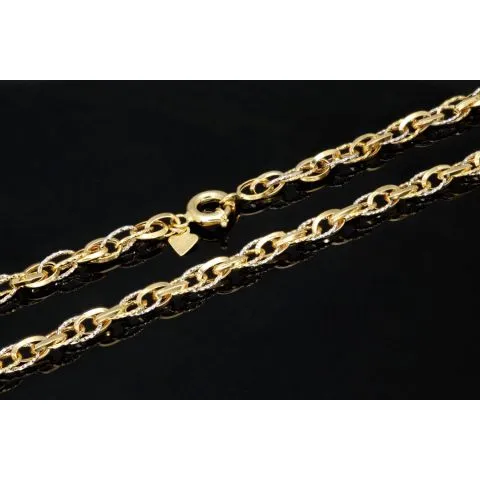 Exquisite Goldkette in außergewöhnlichem Design für Damen aus funkelndem Bicolor 585 / 14K Gold (ca. 50cm)