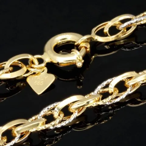 Exquisite Goldkette in außergewöhnlichem Design für Damen aus funkelndem Bicolor 585 / 14K Gold (ca. 50cm)