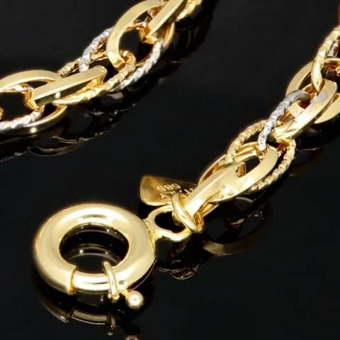 Exquisite Goldkette in außergewöhnlichem Design für Damen aus funkelndem Bicolor 585 / 14K Gold (ca. 50cm)
