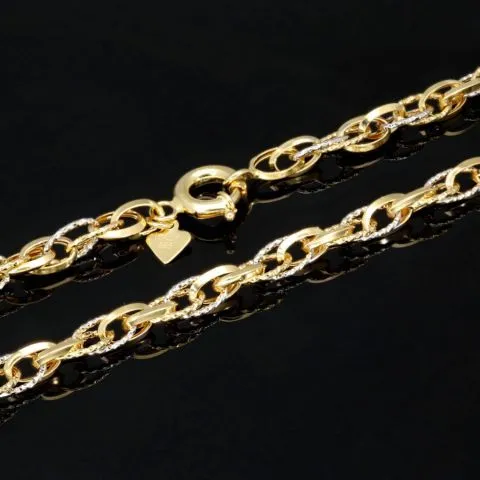 Exquisite Goldkette in außergewöhnlichem Design für Damen aus funkelndem Bicolor 585 / 14K Gold (ca. 50cm)