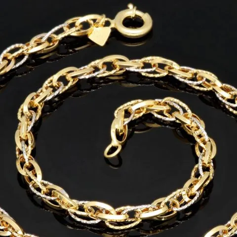 Exquisite Goldkette in außergewöhnlichem Design für Damen aus funkelndem Bicolor 585 / 14K Gold (ca. 50cm)