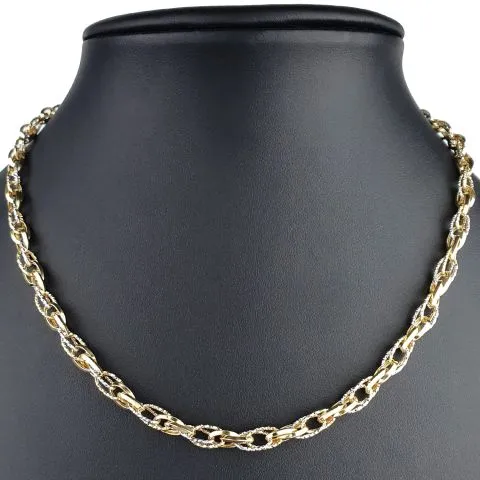 Exquisite Goldkette in außergewöhnlichem Design für Damen aus funkelndem Bicolor 585 / 14K Gold (ca. 50cm)