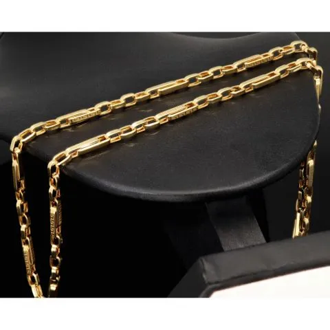 Funkelnde Ankerkette in feinem Greco-Stil aus edlem Gold (14k 585 Gelbgold)- ca. 60cm lang, 3mm breit