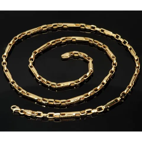 Funkelnde Ankerkette in feinem Greco-Stil aus edlem Gold (14k 585 Gelbgold)- ca. 60cm lang, 3mm breit
