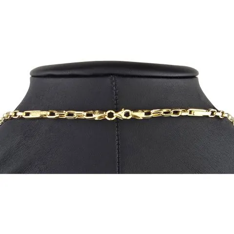 Funkelnde Ankerkette in feinem Greco-Stil aus edlem Gold (14k 585 Gelbgold)- ca. 60cm lang, 3mm breit