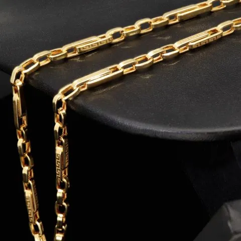 Funkelnde Ankerkette in feinem Greco-Stil aus edlem Gold (14k 585 Gelbgold)- ca. 60cm lang, 3mm breit