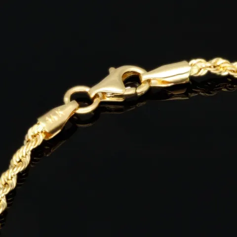 Fein gearbeitetes Twist-Armband / Kordelarmband aus edlem 14k 585 Gold , ca. 2mm, 22cm