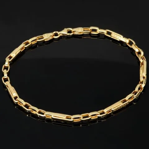 Funkelndes Ankerarmband mit filgranem Greco-Design - Armband aus hochglanzpoliertem 14K 585 Gold ca. 22cm, 3,5mm