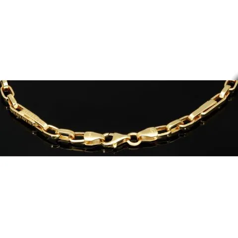 Funkelndes Ankerarmband mit filgranem Greco-Design - Armband aus hochglanzpoliertem 14K 585 Gold ca. 22cm, 3,5mm